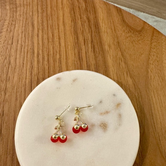Cherry Red Gold Earrings. New Without Tags. - Picture 4 of 4